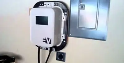 Electric car charger installation with wall-mounted EV charging station in Scottsdale, AZ